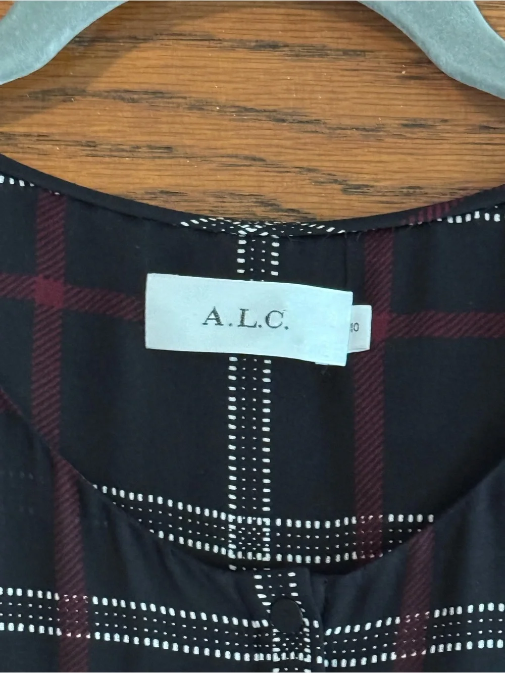 A.L.C. 100% Silk Plaid Dress Long Sleeve Dark Academia Collegiate Simona 10